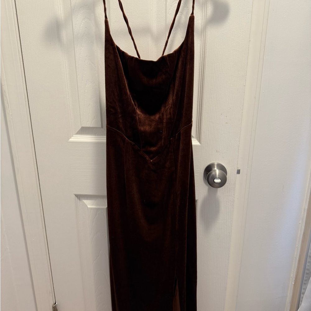 Elegant Brown Velvet Dress